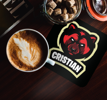 Sous verre citation emblème d'ours avec nom - TenStickers