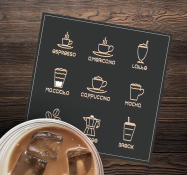 Sous verre citation tableau des cafés et boissons - TenStickers