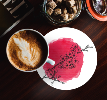 Sous verre contour floral sur rose - TenStickers