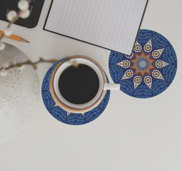 Sous verre design de mandala bleu intriqué - TenStickers