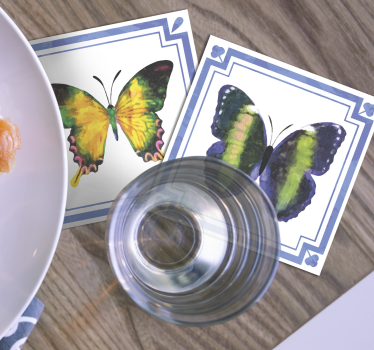 Sous verre Éléments de papillons colorés - TenStickers