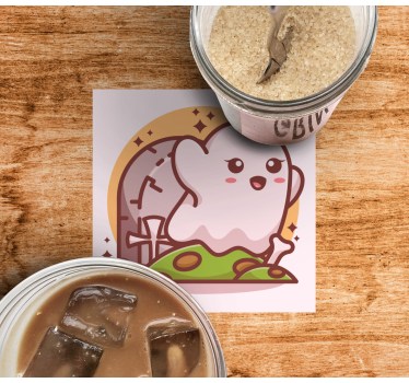 Sous verre halloween illustration de fantôme joyeux - TenStickers