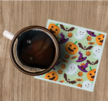 Sous verre halloween motif citrouilles et fantômes - TenStickers