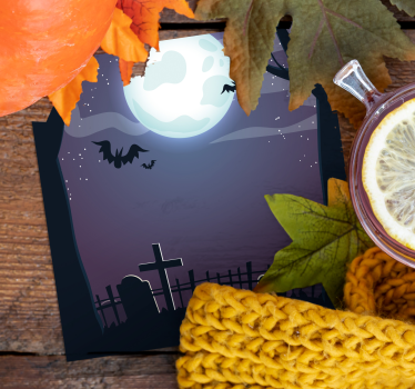 Sous verre halloween scène de nuit effrayante - TenStickers