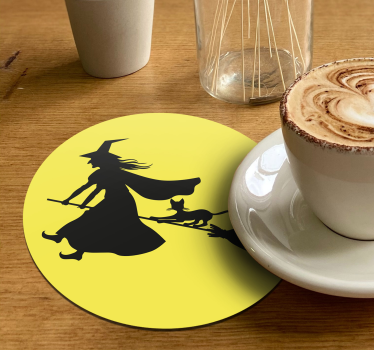 Sous verre halloween sorcière sur balai - TenStickers