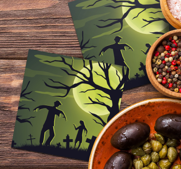 Sous verre halloween zombies au clair de lune - TenStickers