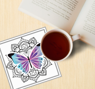 Sous verre mandala de papillons colorés - TenStickers