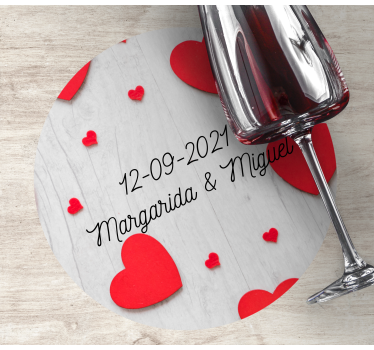 Sous verre mariage cœurs et personnalisation date - TenStickers