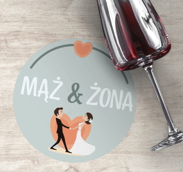 Sous verre mariage couple de mariés cœur - TenStickers