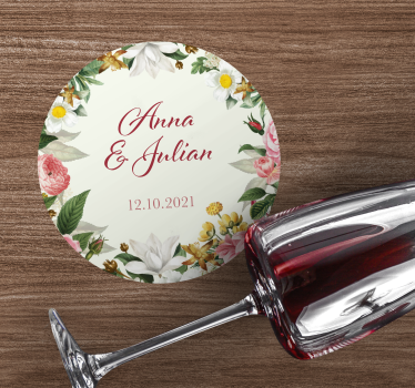 Sous verre mariage floral personnalisé - TenStickers