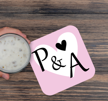 Sous verre mariage initiales motif cœur - TenStickers