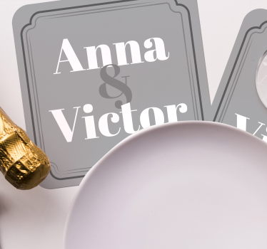 Sous verre mariage initiales personnalisées - TenStickers