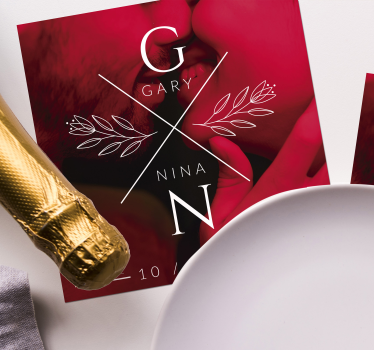Sous verre mariage initiales personnalisées du couple - TenStickers