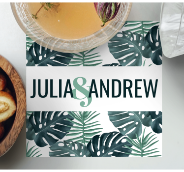 Sous verre mariage motif de feuille tropicale - TenStickers
