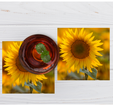 Sous verre moderne arrangement de tournesols vibrants - TenStickers