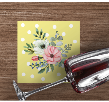 Sous verre moderne arrangement floral à pois - TenStickers