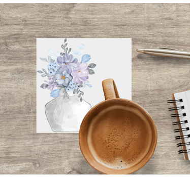 Sous verre moderne arrangement floral dans vase - TenStickers