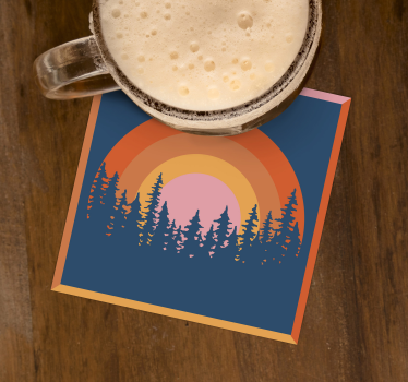 Sous verre moderne forêt de coucher de soleil en couches - TenStickers