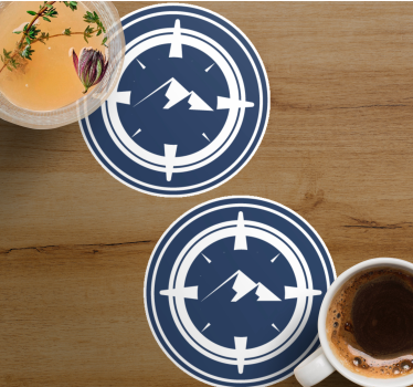 Sous verre moderne motif boussole et montagne - TenStickers