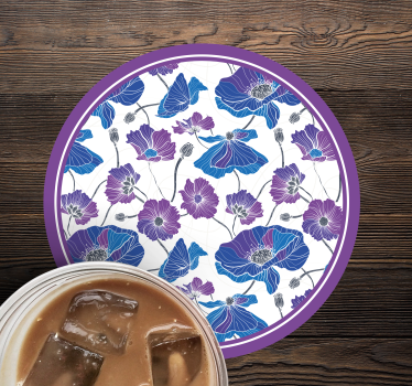 Sous verre moderne motif floral avec accents violets - TenStickers