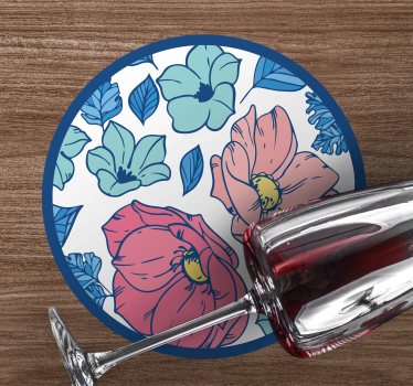 Sous verre moderne motif floral cercle - TenStickers