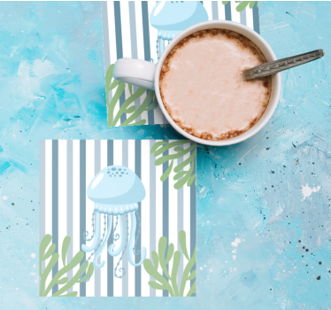 Sous verre moderne motif méduse avec rayures - TenStickers