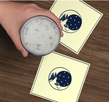 Sous verre moderne scène de nuit en montagne - TenStickers