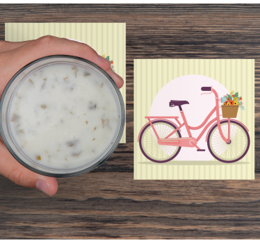 Sous verre moderne vélo rose avec fleurs - TenStickers