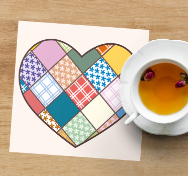 Sous verre motif cœur patchwork - TenStickers