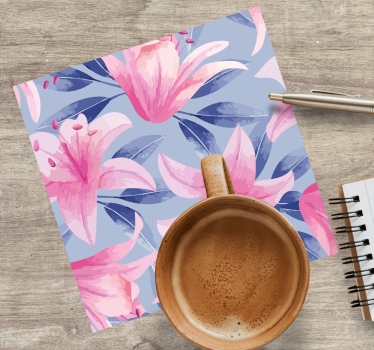 Sous verre motif floral avec des lys roses - TenStickers