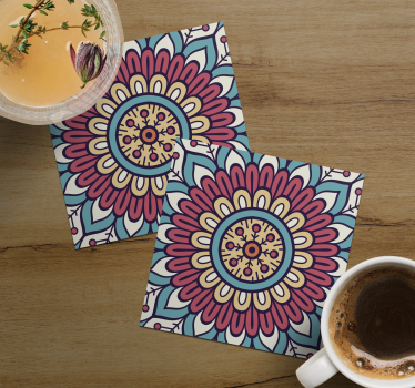 Sous verre motif floral circulaire - TenStickers