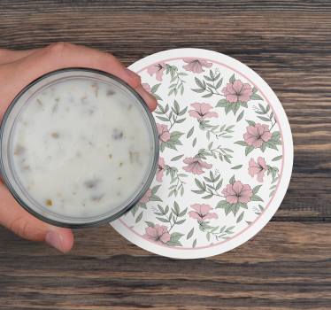 Sous verre motif floral rond - TenStickers
