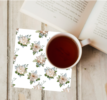 Sous verre motif floral sur fond blanc - TenStickers