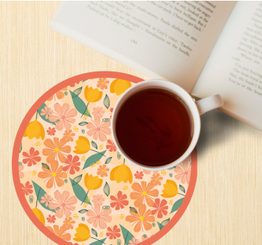 Sous verre motif floral surface ronde - TenStickers