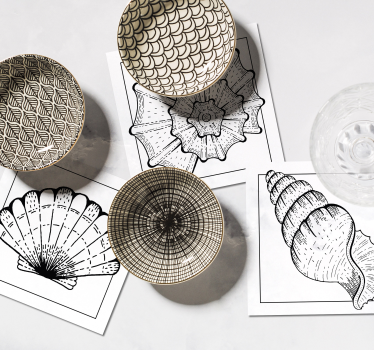 Sous verre motifs de coquillages complexes - TenStickers