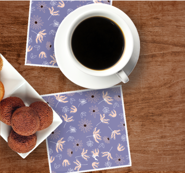 Sous verre motifs floraux sur violet - TenStickers
