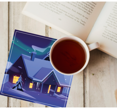 Sous verre noël cabane enneigée avec lumières - TenStickers