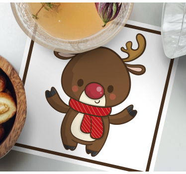 Sous verre noël renne joyeux avec écharpe - TenStickers