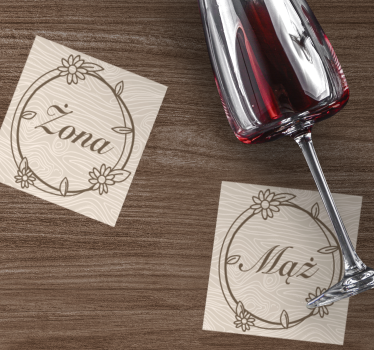 Sous verre personnalisable cadre floral monogramme - TenStickers
