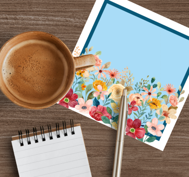 Sous verre personnalisable design de bordure florale - TenStickers