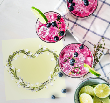 Sous verre personnalisable Élément floral en forme de cœur - TenStickers