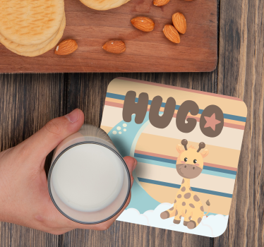Sous verre personnalisable girafe câline - TenStickers