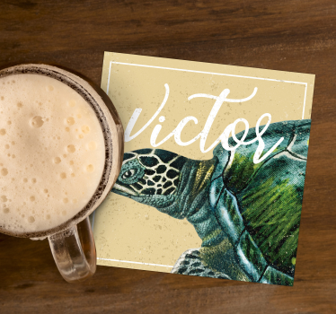 Sous verre personnalisable illustration de tortue avec nom - TenStickers