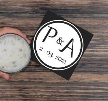 Sous verre personnalisable initiales monogramme - TenStickers