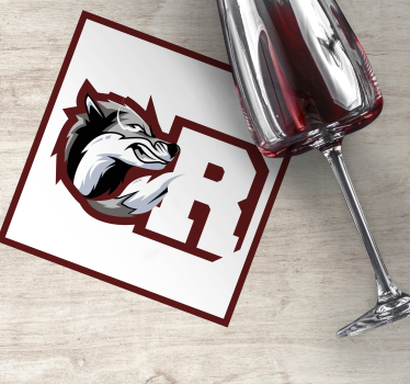 Sous verre personnalisable monogramme de loup - TenStickers