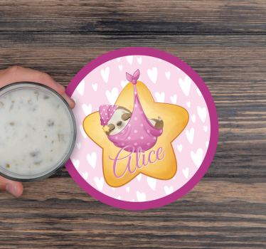 Sous verre personnalisable paresseux endormi avec étoile - TenStickers