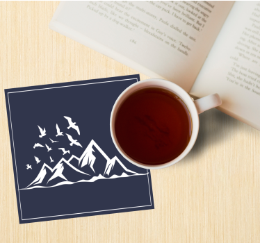 Sous verre silhouette de paysage de montagne - TenStickers