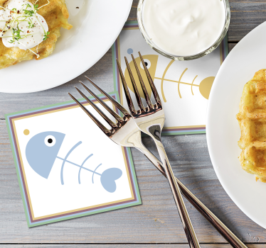 Sous verre squelettes de poissons colorés - TenStickers