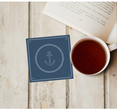 Sous verre vintage ancre avec corde - TenStickers