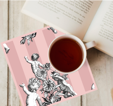 Sous verre vintage chérubins et motif floral - TenStickers